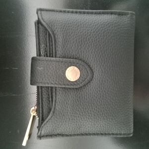 Black Textured Wallet with Gold Accent
